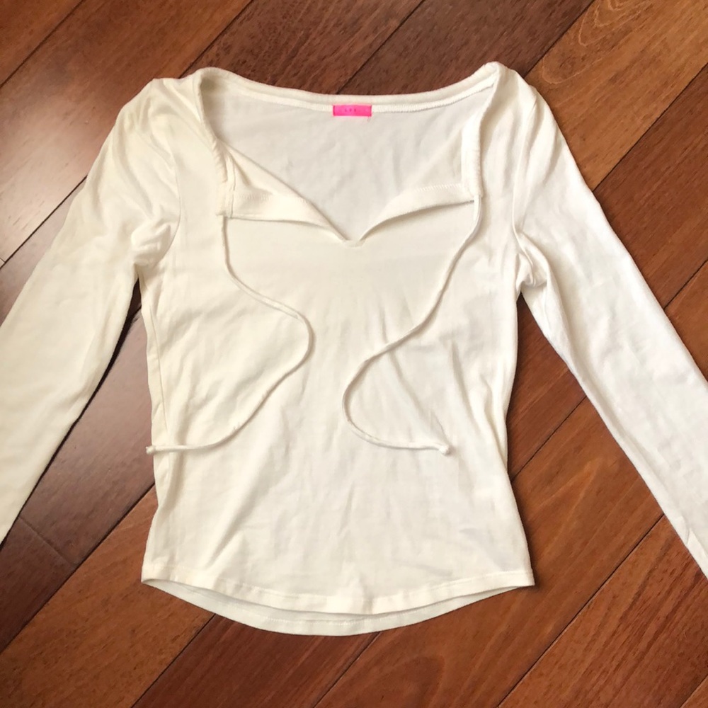 NWOT LUX Keyhole Tie Peasant Top
